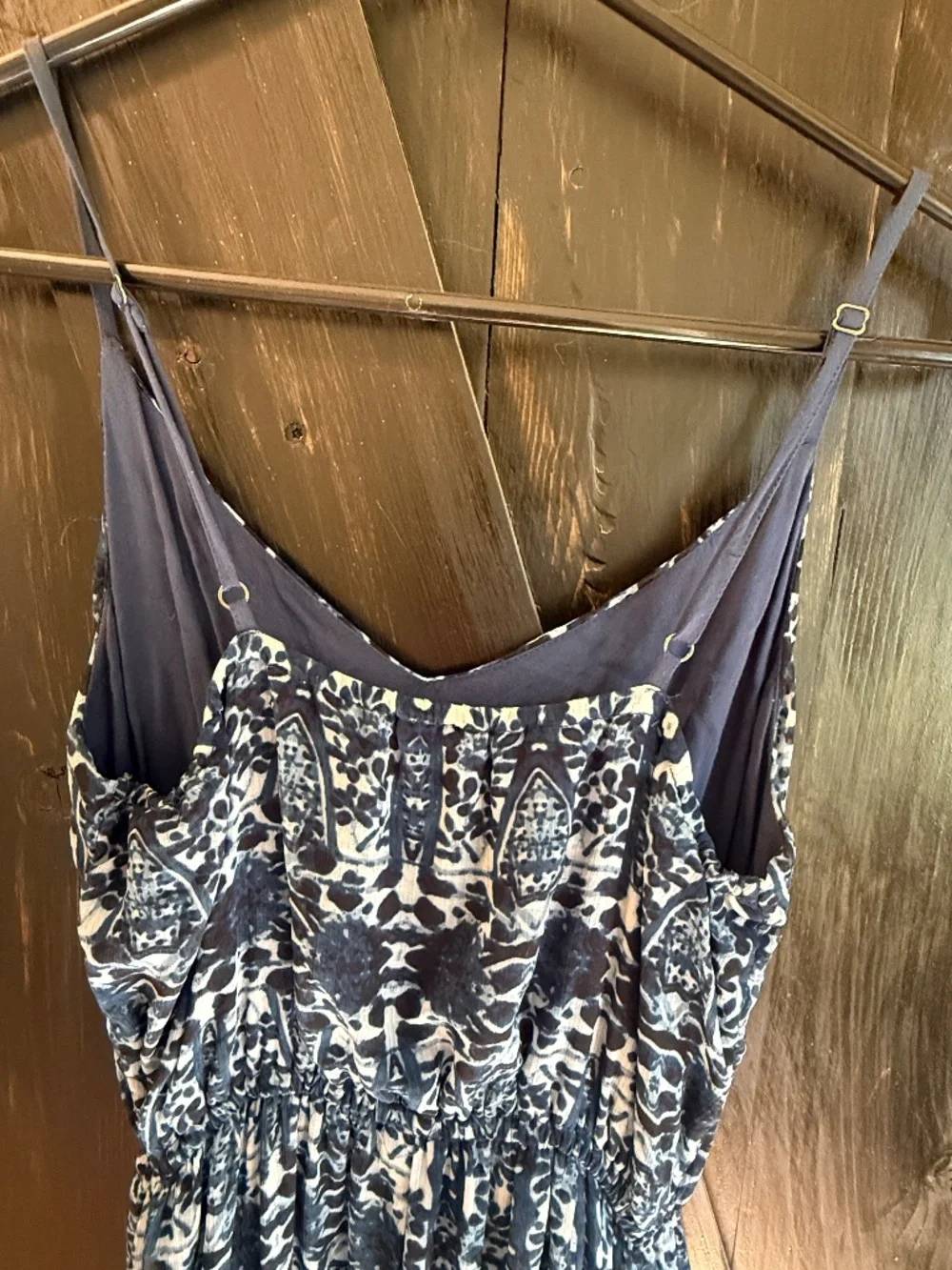 Abercrombie and Fitch mixed blue Boho Maxi dress Aztec Batik Print Sheer Medium